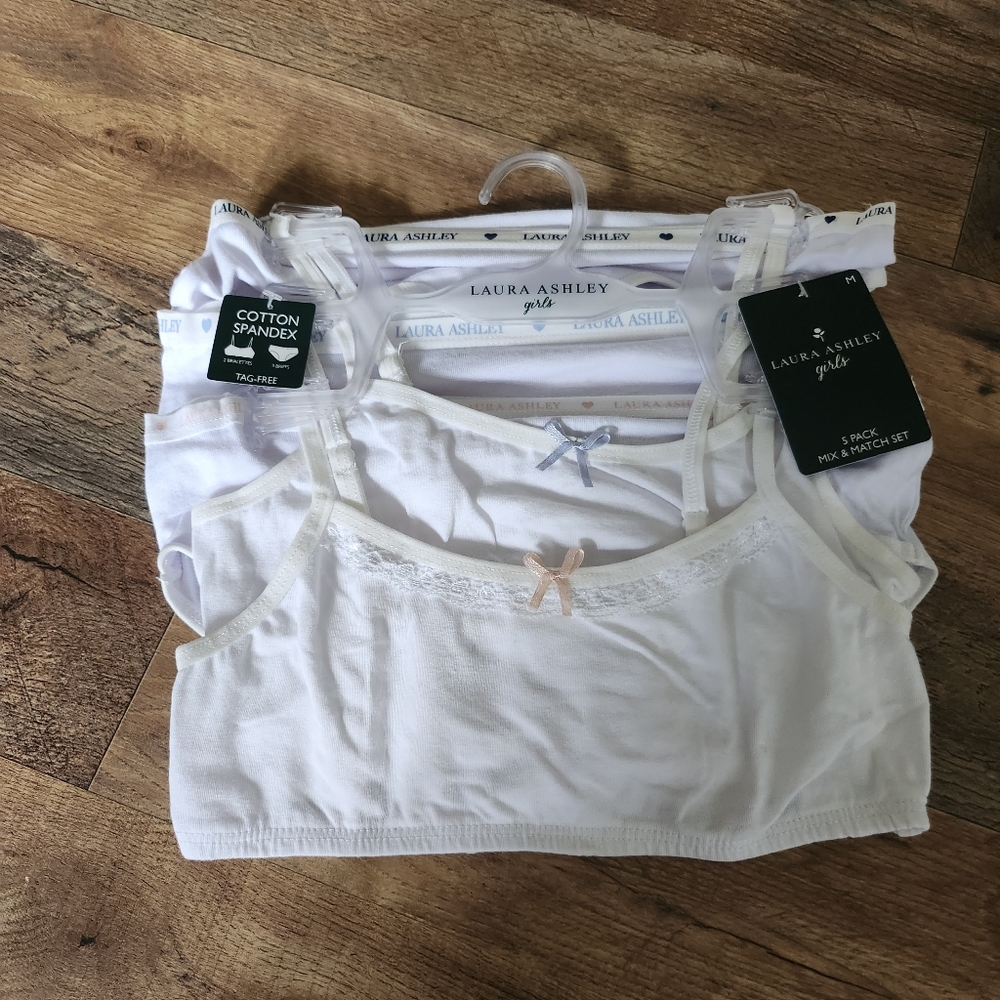 Laura Ashley Girl’s Underwear 5 Pack Mix & Match Set White Tag Free